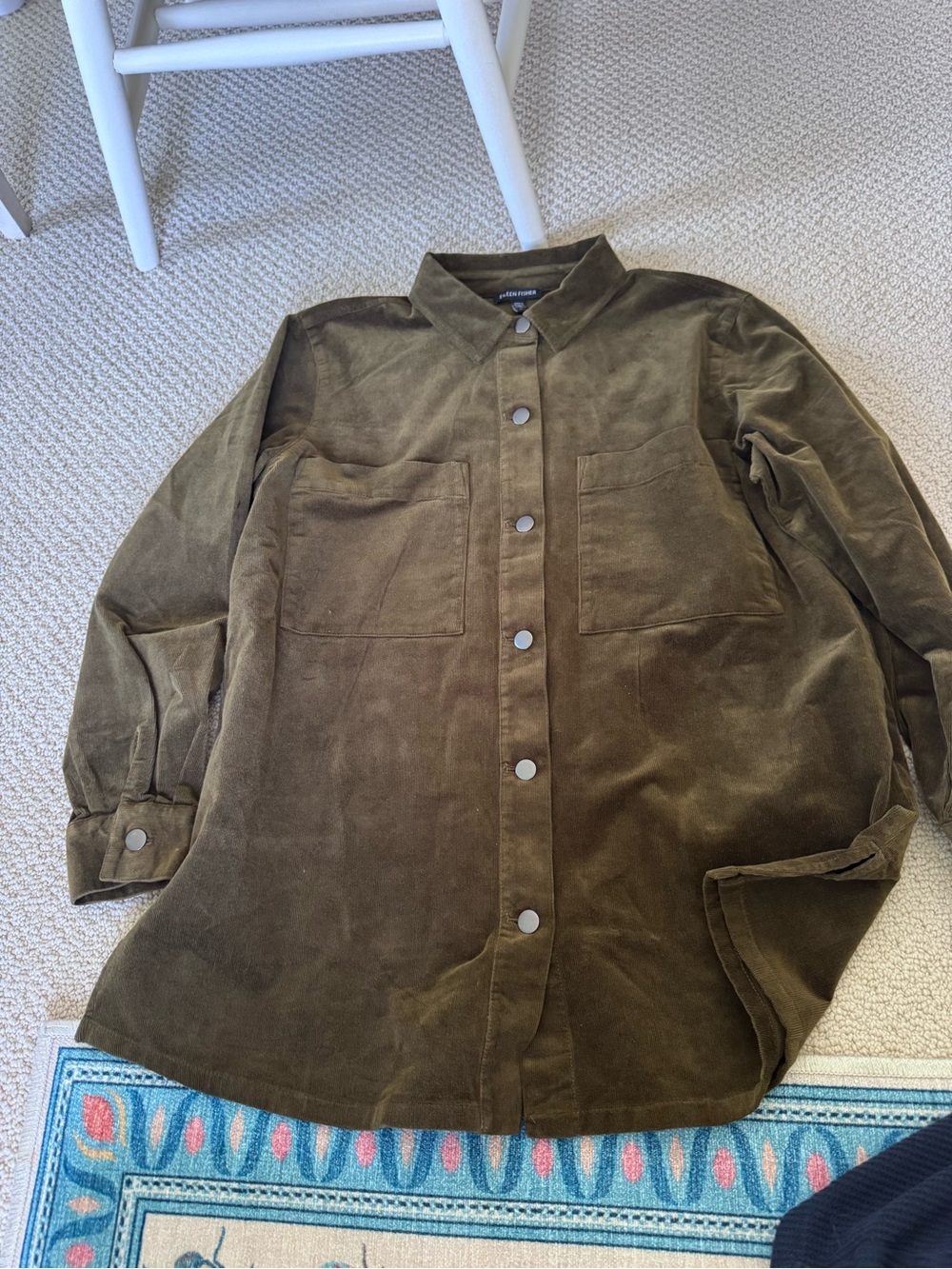 Eileen Fisher Olive Corduroy Button-Front Jacket